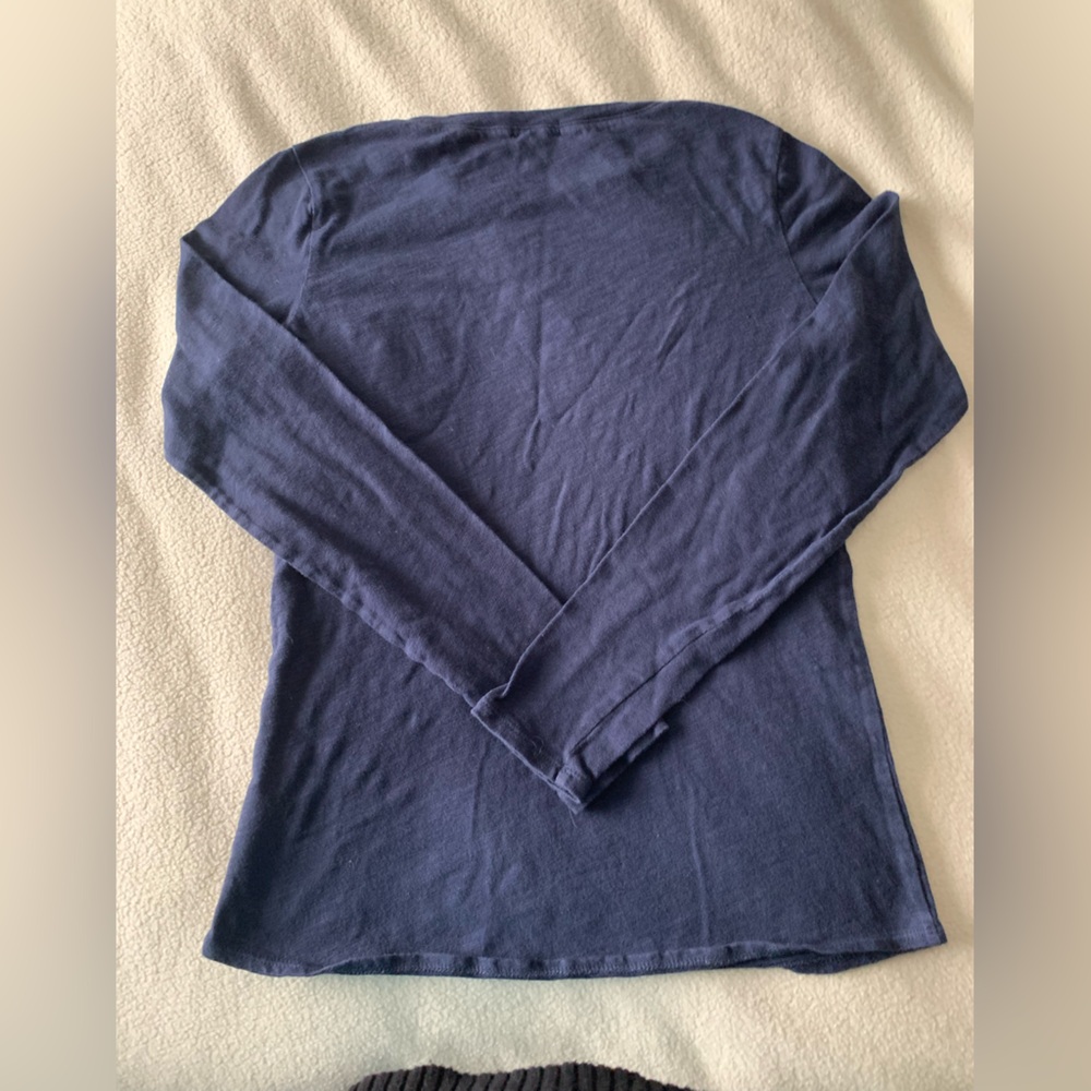 Crewcuts girls navy blue heart pocket long sleeve T-shirt size 10-12 - Picture 2 of 3